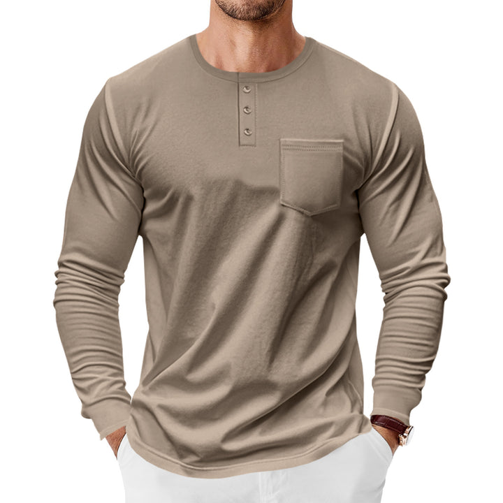 Herren Langarm-Hemden mit Knopfleiste und Brusttasche Drune