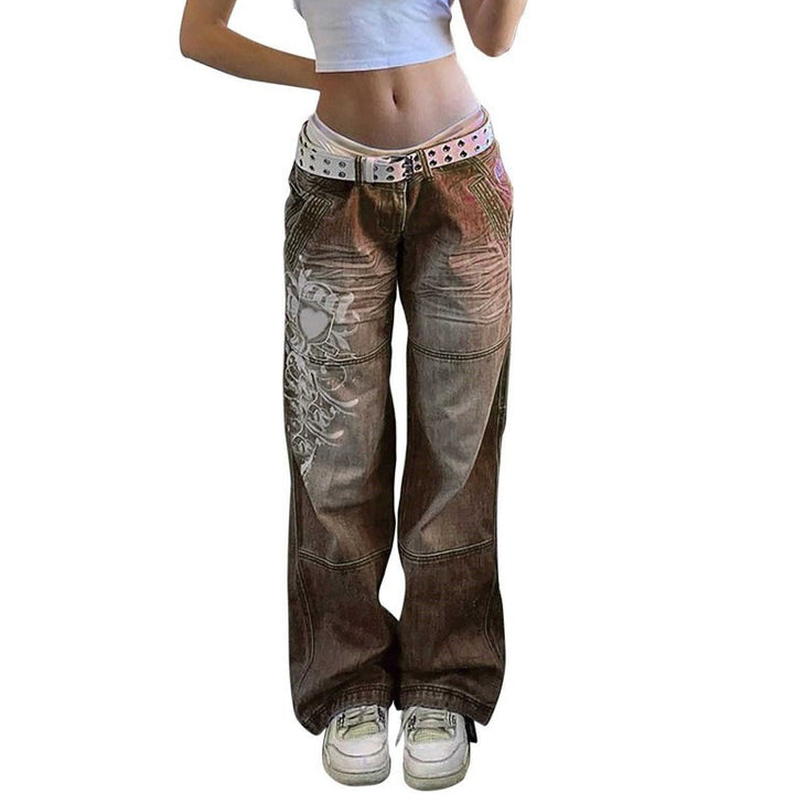 Damen weite Jeans mit einzigartigem grafischen Design Drune