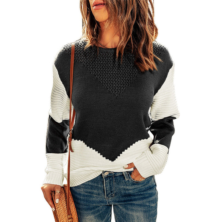 Damen Strickpullover mit modernem Farbblock und strukturiertem Design Drune