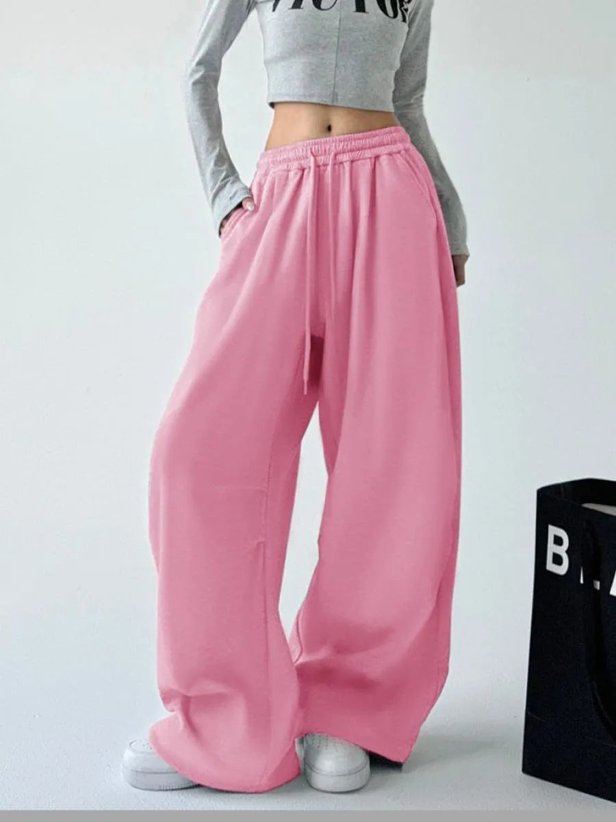 Damen nan extraweite High‑Waist-Loungehose mit elastischem Kordelbund, Kordelzug und praktischen Seitentaschen Drune
