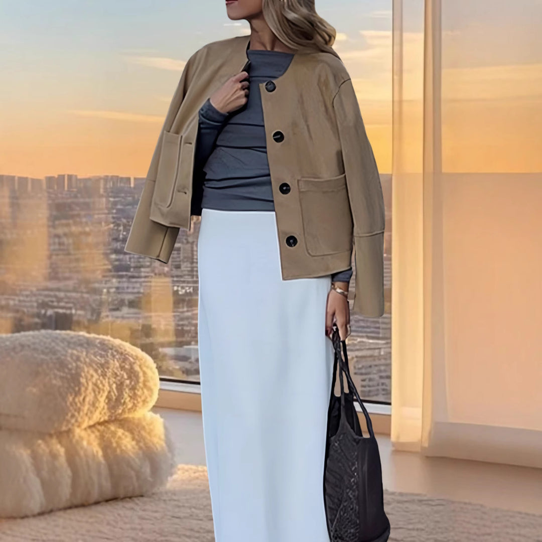 Damen moderne Jacke im minimalistischen Stil Drune