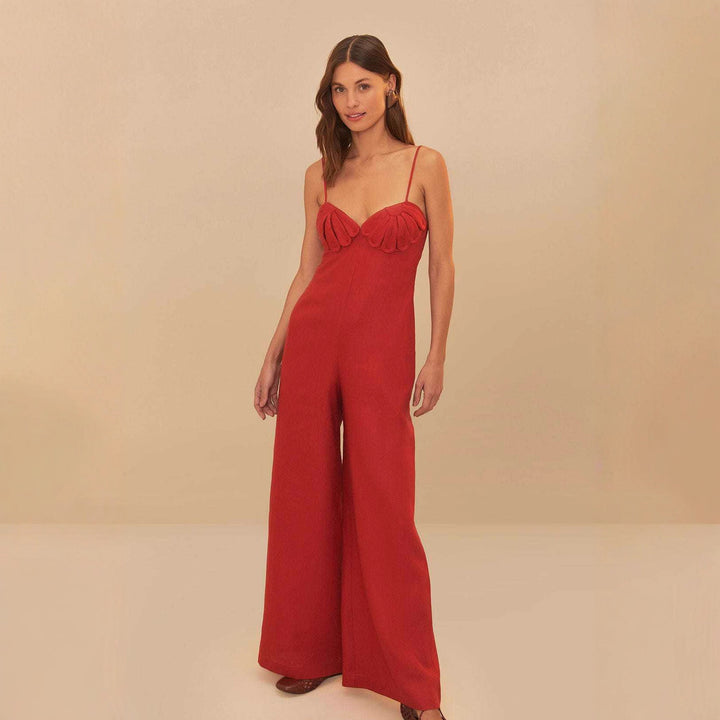 Damen Eleganter Jumpsuit mit voluminösen Rüschendetails und fließendem Schnitt Drune