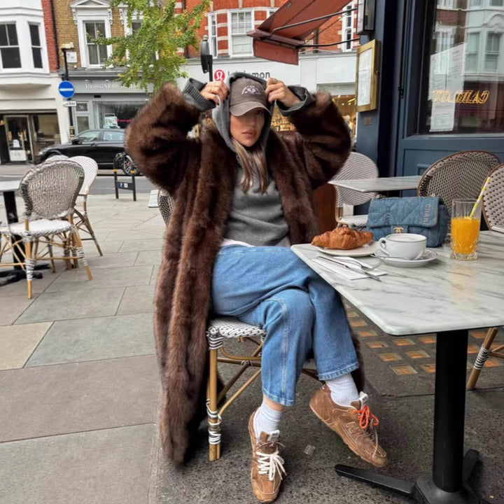 Damen Oversized Fleece Mantel Drune