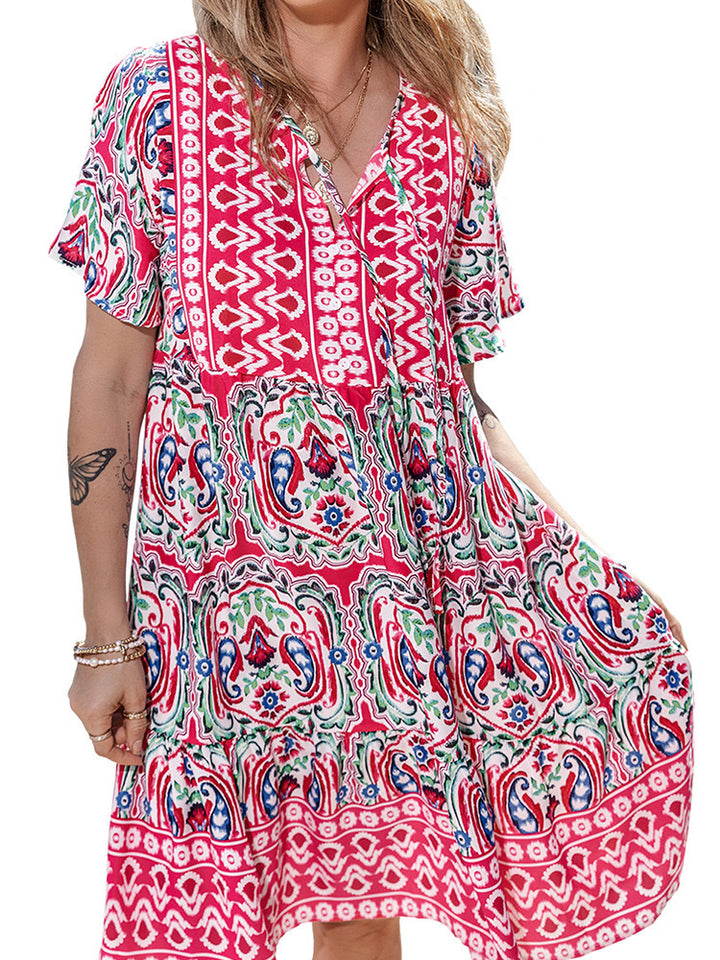 Damen Baumwollkleid mit boho-inspiriertem Muster Drune