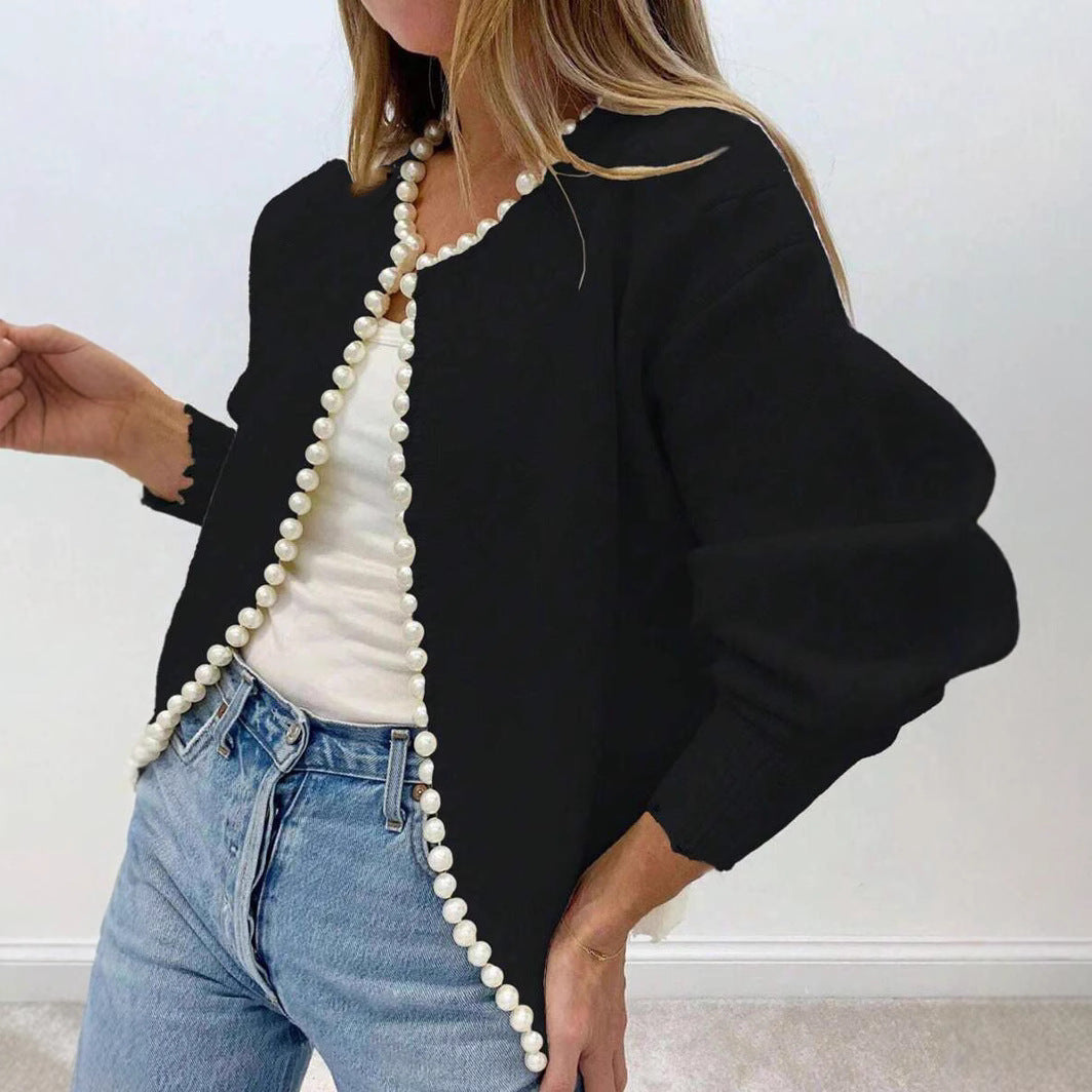 Damen Strickjacke mit Perlenverzierung und elegantem Schnitt Drune