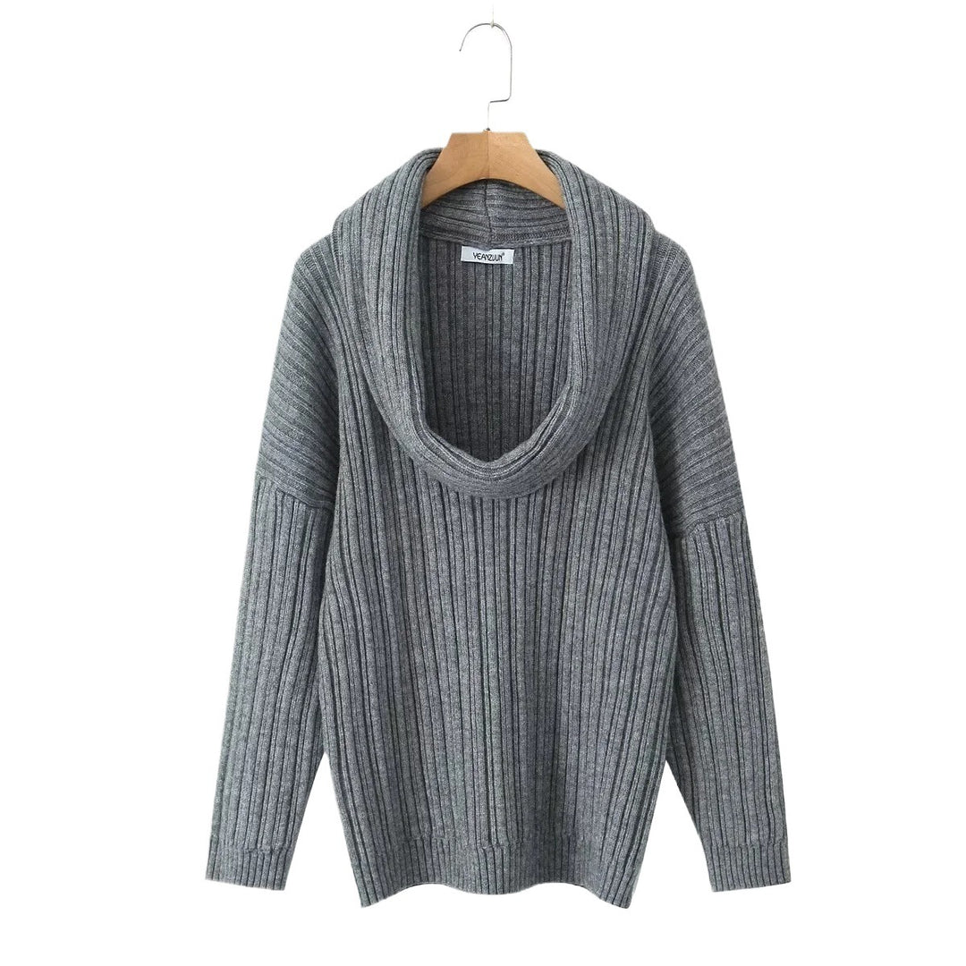 Damen Pullover mit weitem Rollkragen und strukturiertem Rippdesign Drune
