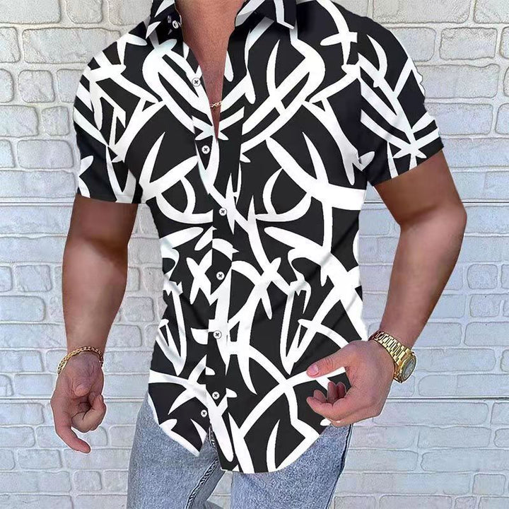 Herren Kurzarmhemd mit einzigartigem Graffiti-Design und modernem Schnitt Drune