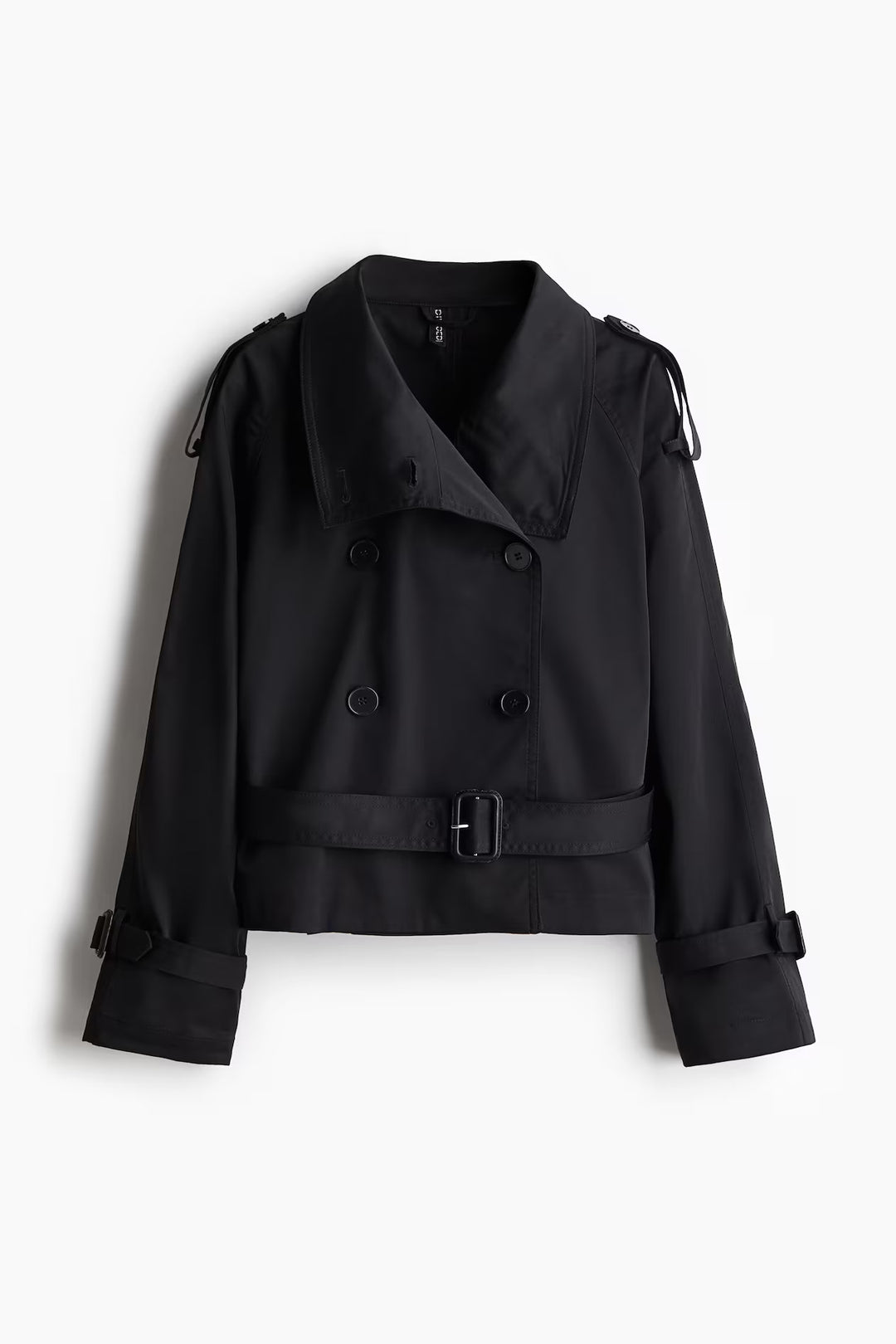 Damen Eleganter Kurz-Trenchcoat mit doppelter Knopfleiste und Taillengürtel Drune
