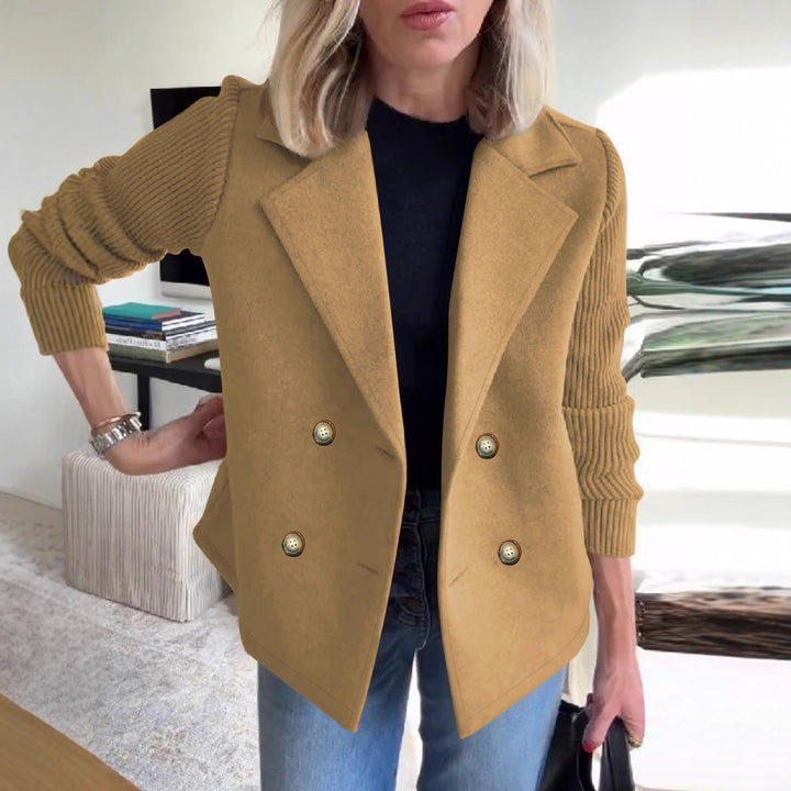 Damen eleganter Oversized-Blazer mit doppelter Knopfleiste und strukturiertem Ärmel Drune