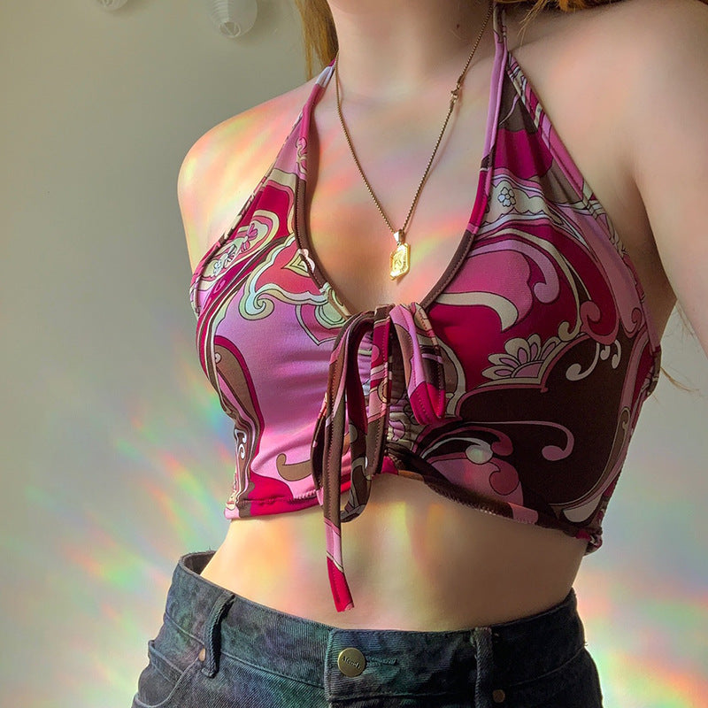Damen trägerloses Crop-Top mit dekorativem Knoten Drune