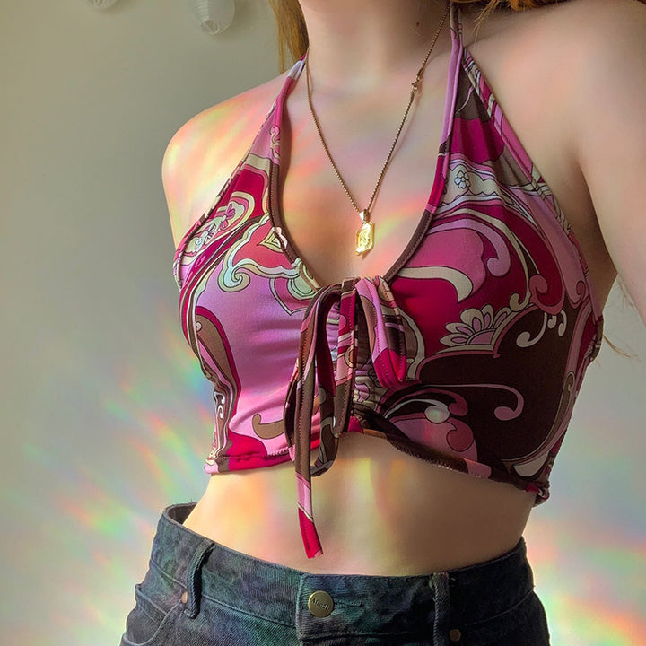 Damen trägerloses Crop-Top mit dekorativem Knoten Drune