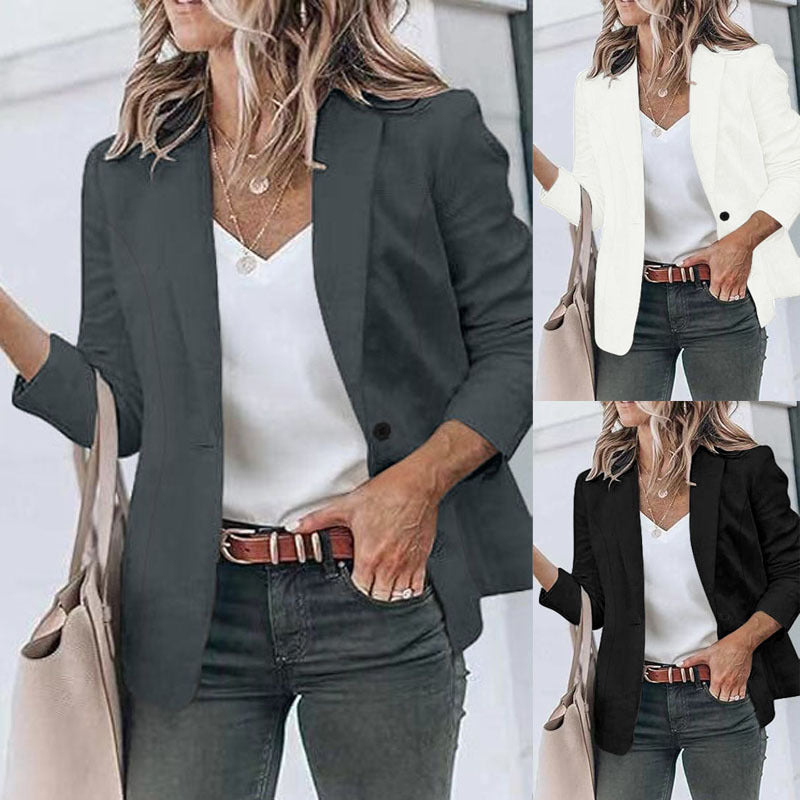 Damen eleganter Blazer mit schmaler Passform und feinem Strukturmuster Drune