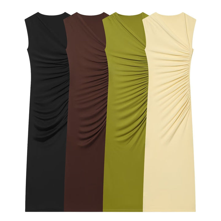 Damen ärmelloses Maxikleid mit raffinierten Rüschendetails und elegantem Schnitt Drune