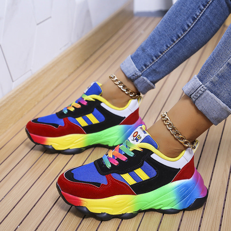 Damen nan auffälliger Plateau-Sneaker mit massiver Profilsohle, atmungsaktiven Mesh-Einsätzen und gepolstertem Komfortfußbett Drune