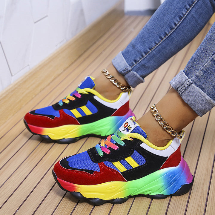 Damen nan auffälliger Plateau-Sneaker mit massiver Profilsohle, atmungsaktiven Mesh-Einsätzen und gepolstertem Komfortfußbett Drune