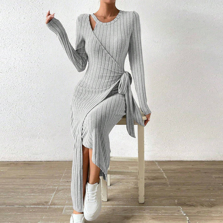 Damen Wickelkleid mit feinen Rippstrukturen und eleganter Taillierung Drune