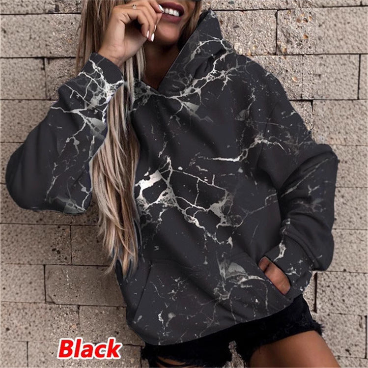 Damen Kapuzenpullover mit stylischem Marmor-Muster Drune