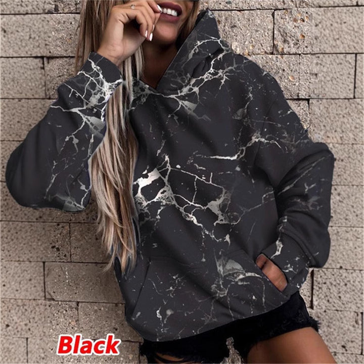 Damen Kapuzenpullover mit stylischem Marmor-Muster Drune