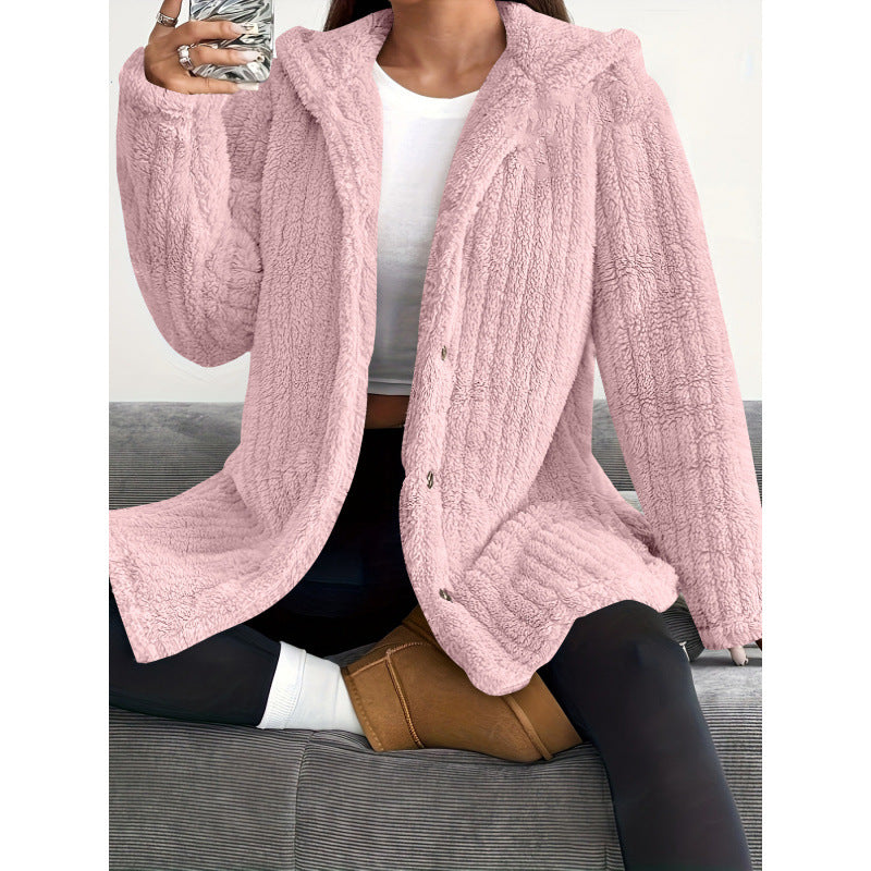 Damen Kuschelige Fleecejacke mit Kapuze Drune