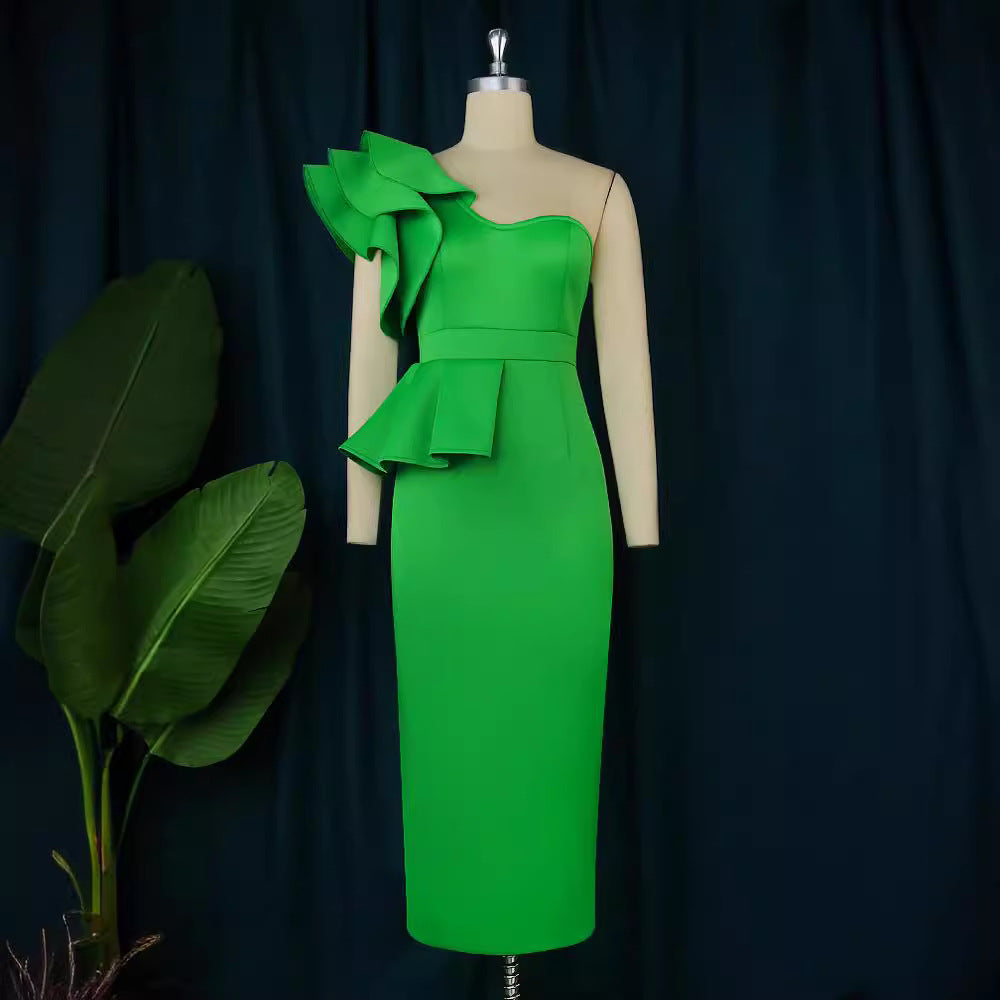 Damen Cocktailkleid mit asymmetrischem Volant Drune