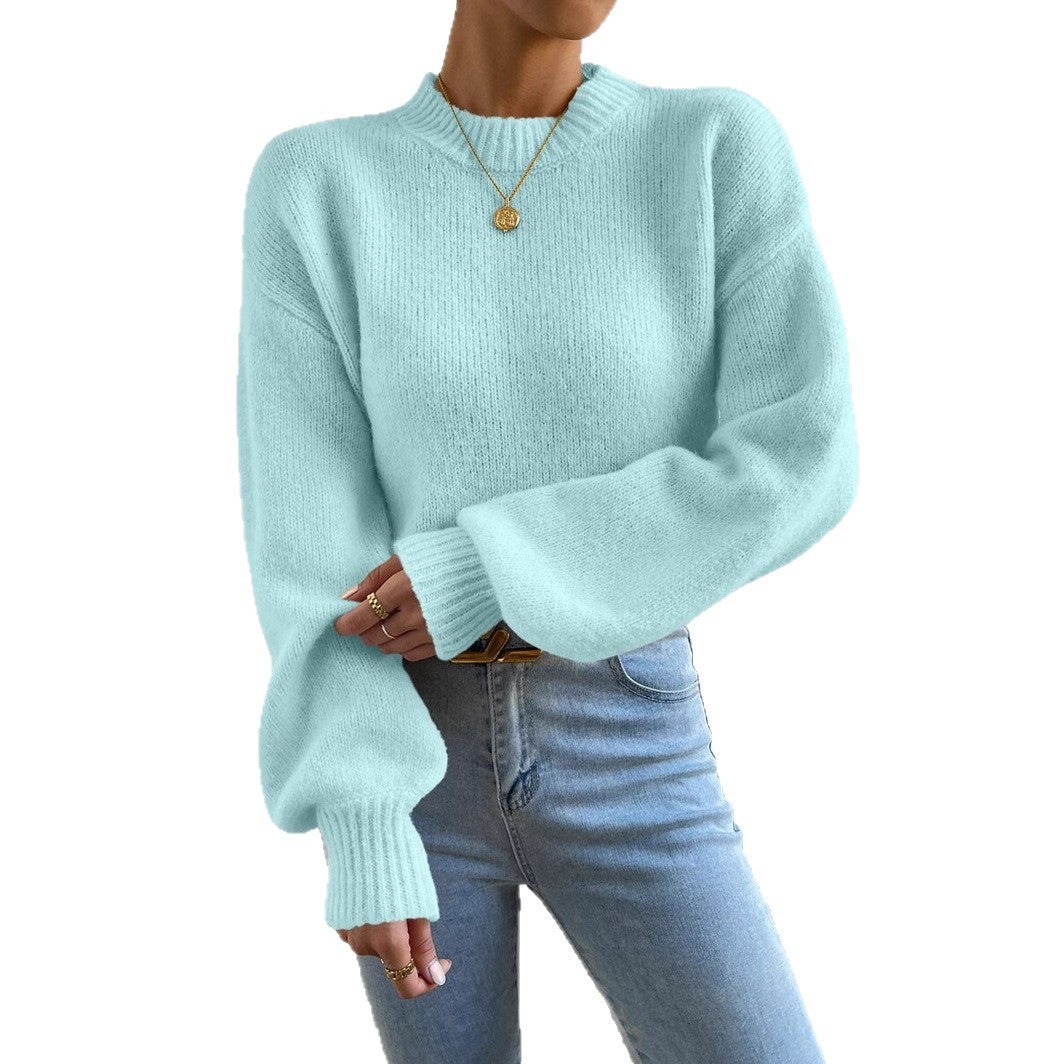 Damen lässiger Oversized-Pullover mit hohem Kragen und strukturiertem Design Drune