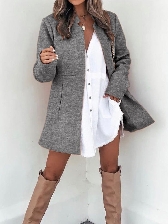 Damen minimalistischer Wool-Style Mantel mit elegantem Schnitt Drune