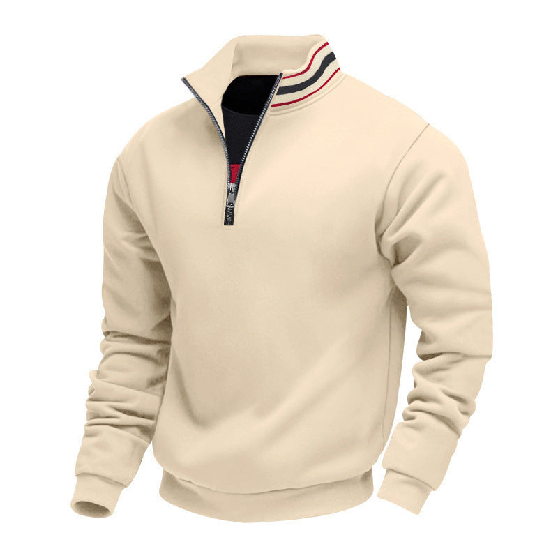 Herren nan Halbzip-Sweatshirt mit sportivem Ringkragen und weichem Fleece-Innenfutter Drune