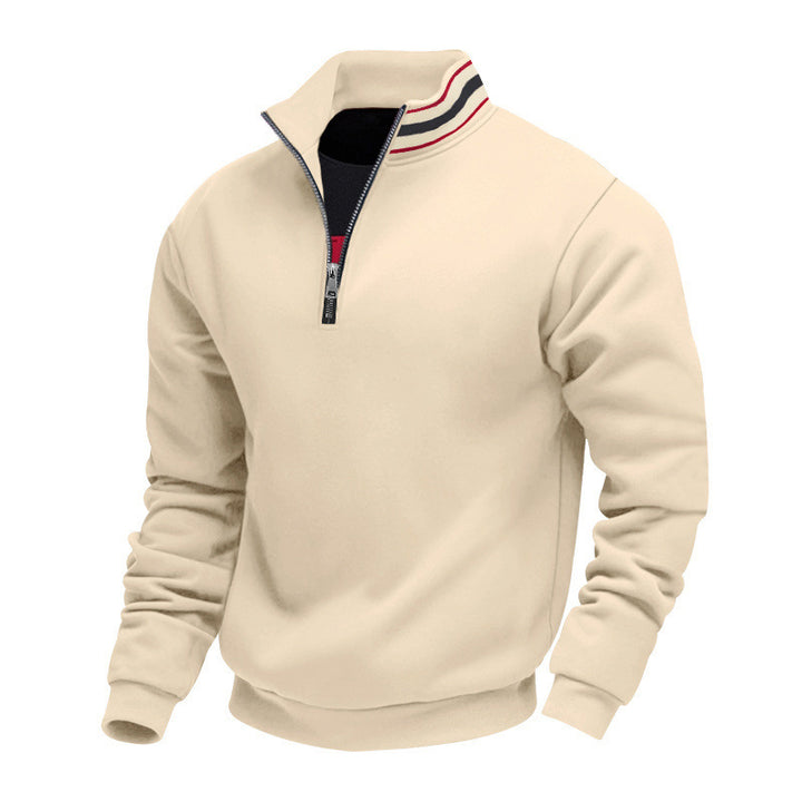 Herren nan Halbzip-Sweatshirt mit sportivem Ringkragen und weichem Fleece-Innenfutter Drune