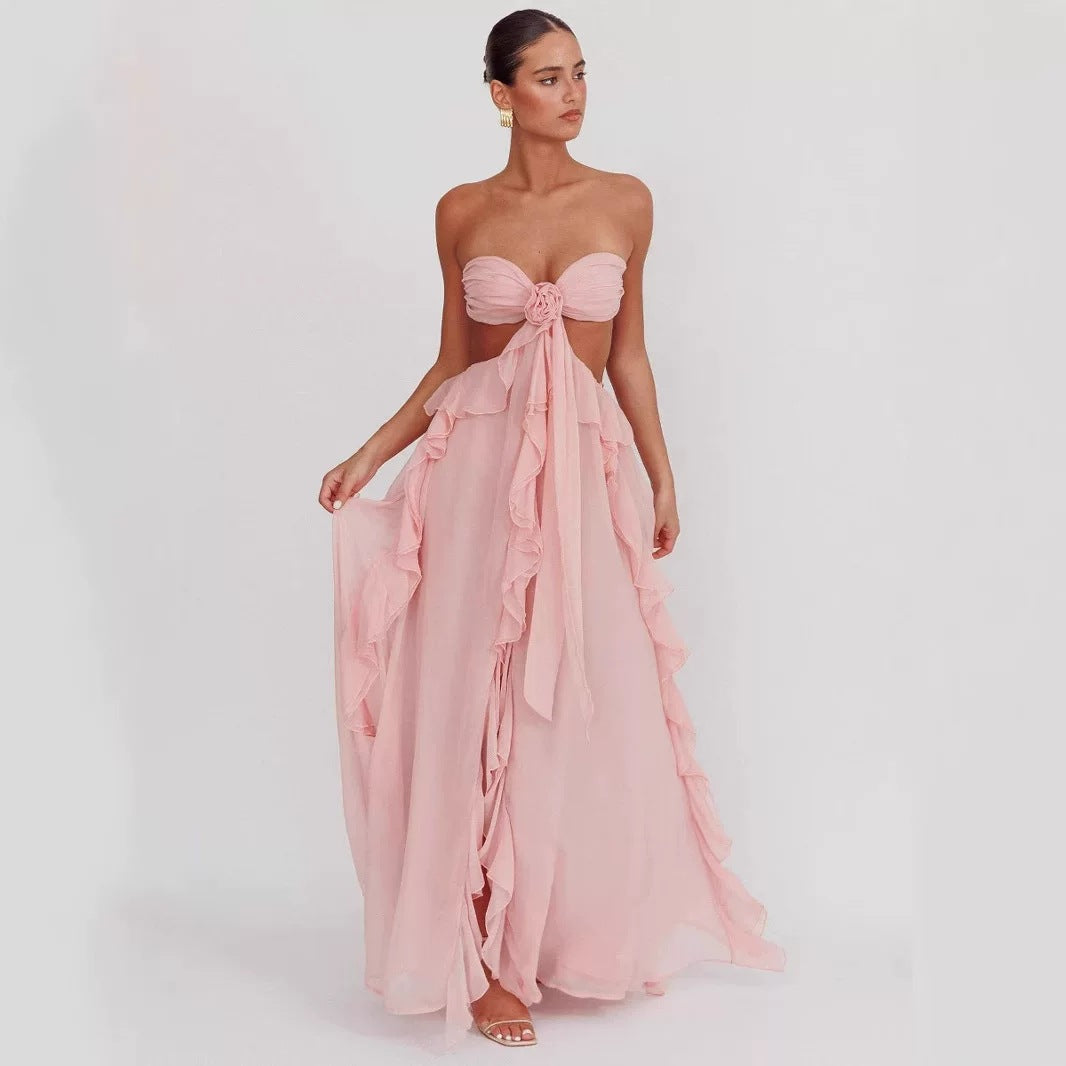 Damen Maxi-Kleid mit raffinierten Rüschendetails Drune