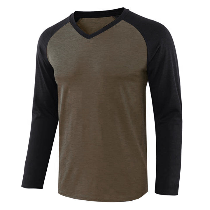 Damen lässiges Langarmshirt mit V-Ausschnitt und Raglanärmeln Drune