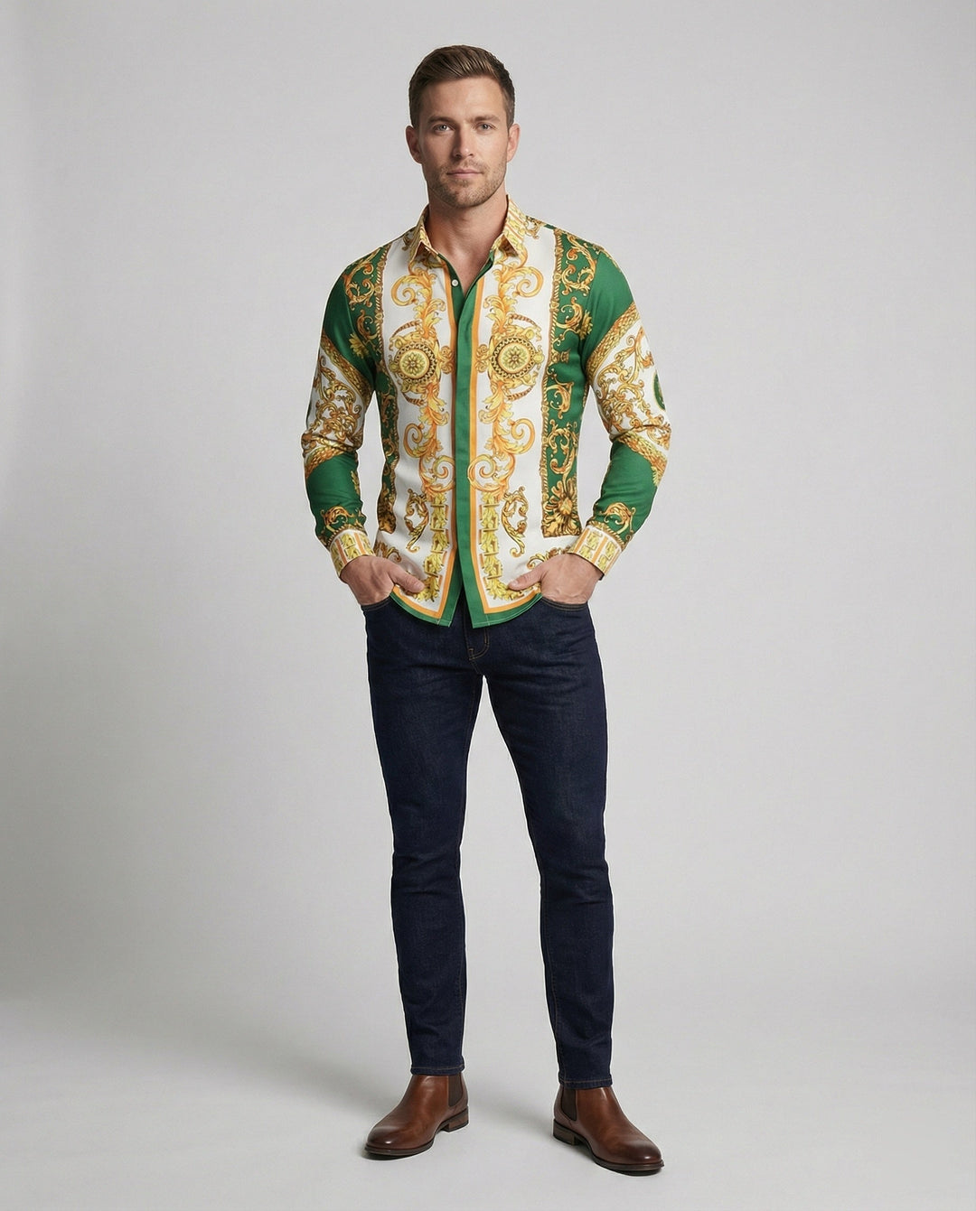 Herren Luxus Hemd mit eindrucksvollem Barockmuster Drune