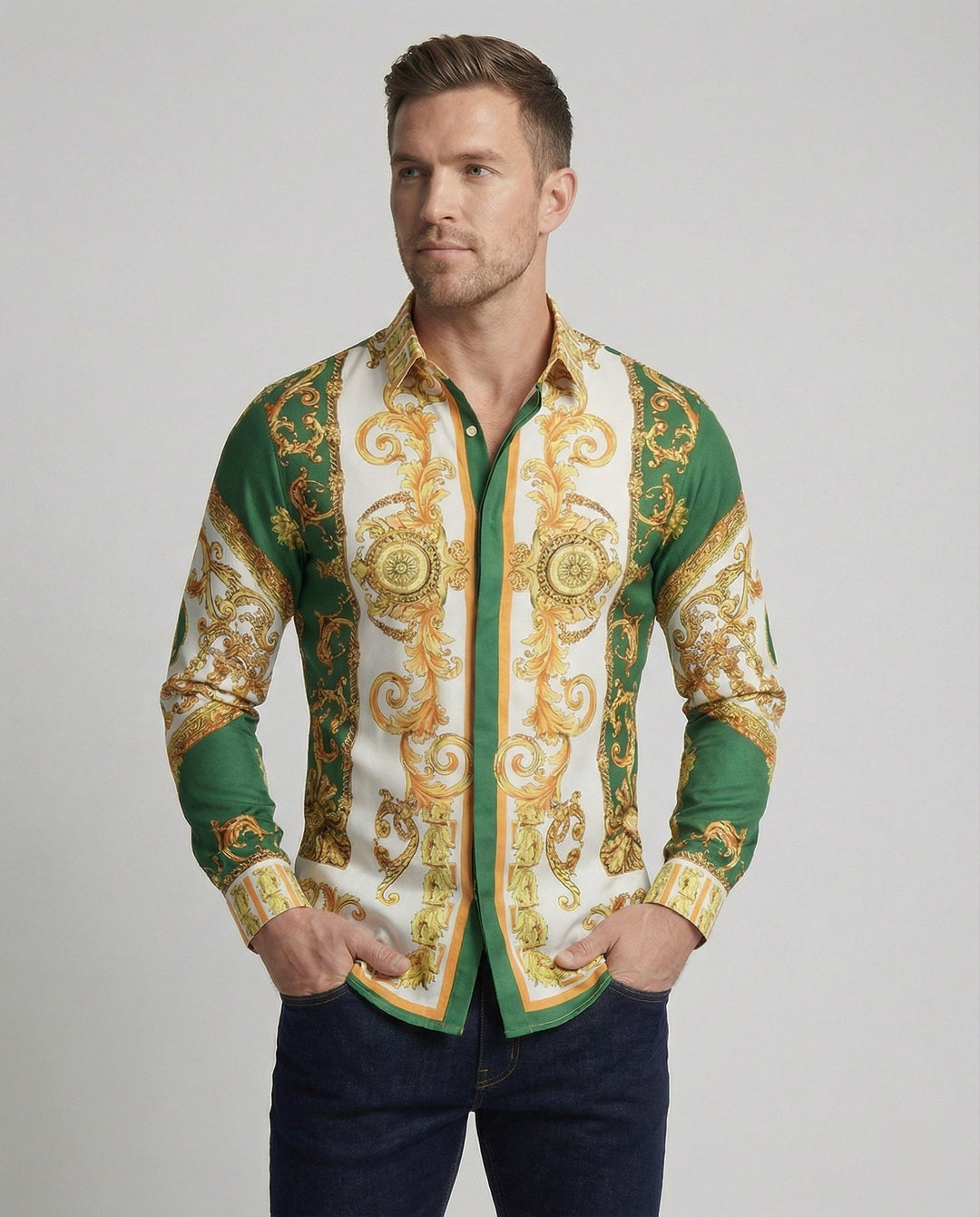 Herren Luxus Hemd mit eindrucksvollem Barockmuster Drune