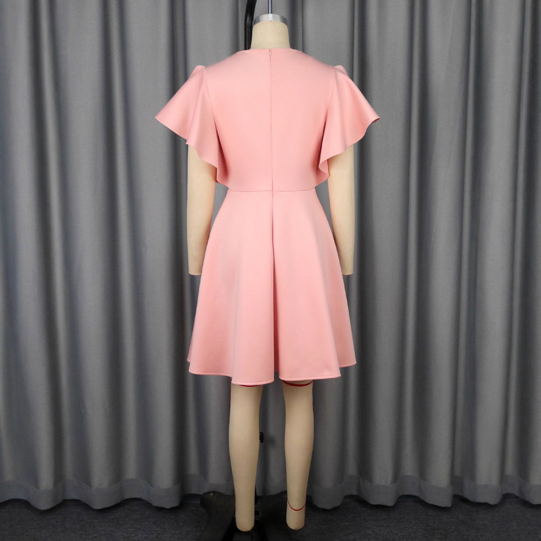 Damen Chic Volantkleid mit floralen Applikationen Drune