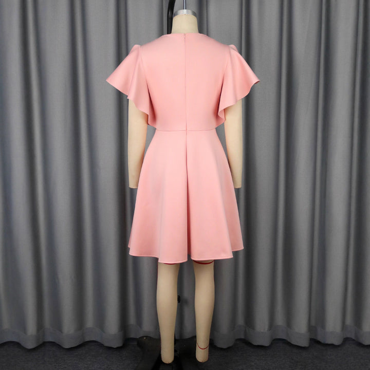Damen Chic Volantkleid mit floralen Applikationen Drune
