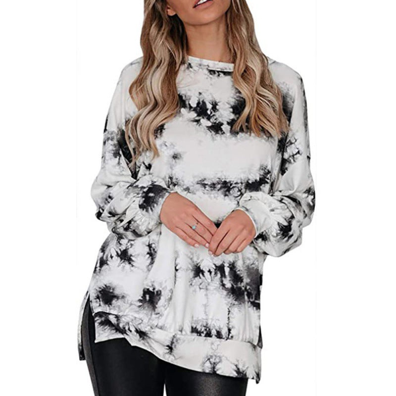 Damen lässiger Oversized Pullover mit modernem Batikdesign Drune