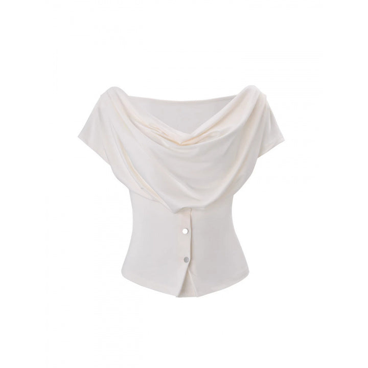 Damen Off-Shoulder Oberteil mit Knopfdetails Drune