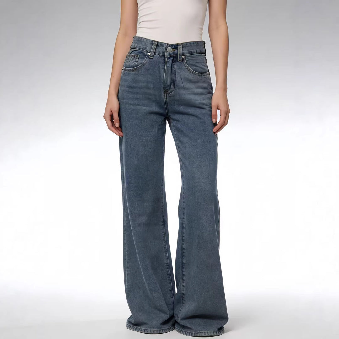 Damen Weite High-Waist Jeans mit besonderen Nahtdetails Drune