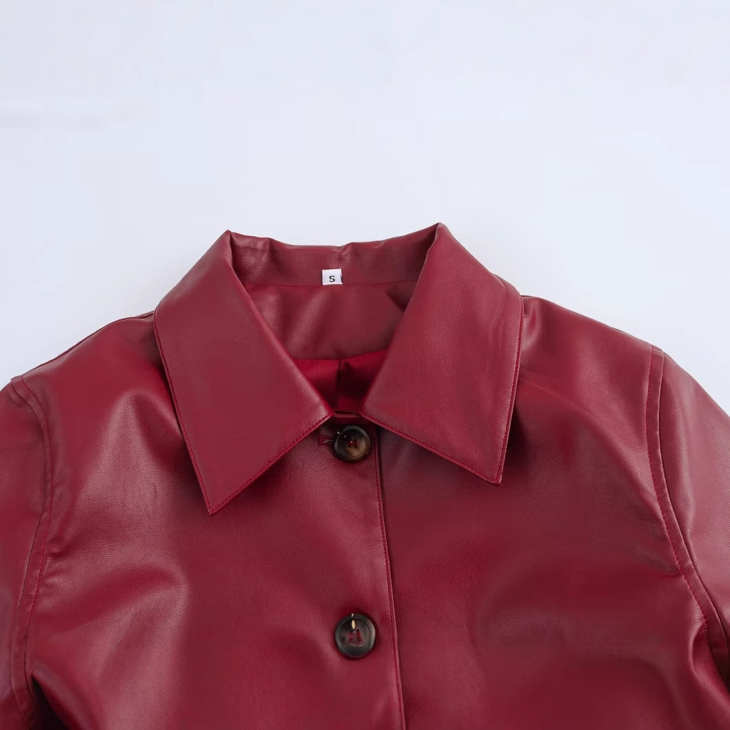 Drune | Einfarbige Lederjacke