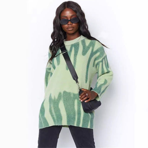 Damen Oversized Pullover mit modernem Farbmustermix und lässigem Schnitt Drune