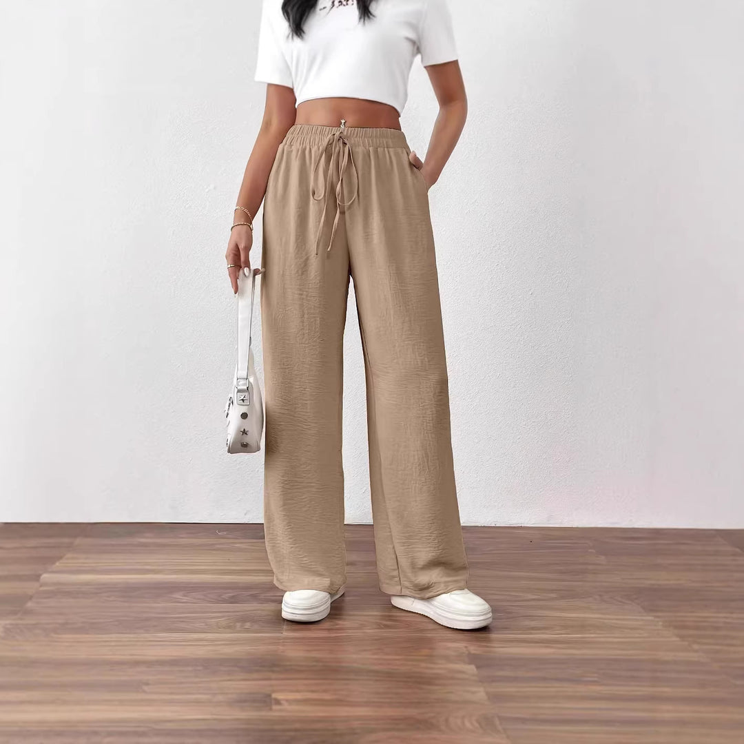 Damen Weite Chiffon-Hose mit elastischem Bund und Tunnelzug Drune