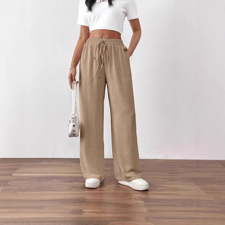 Damen Weite Chiffon-Hose mit elastischem Bund und Tunnelzug Drune