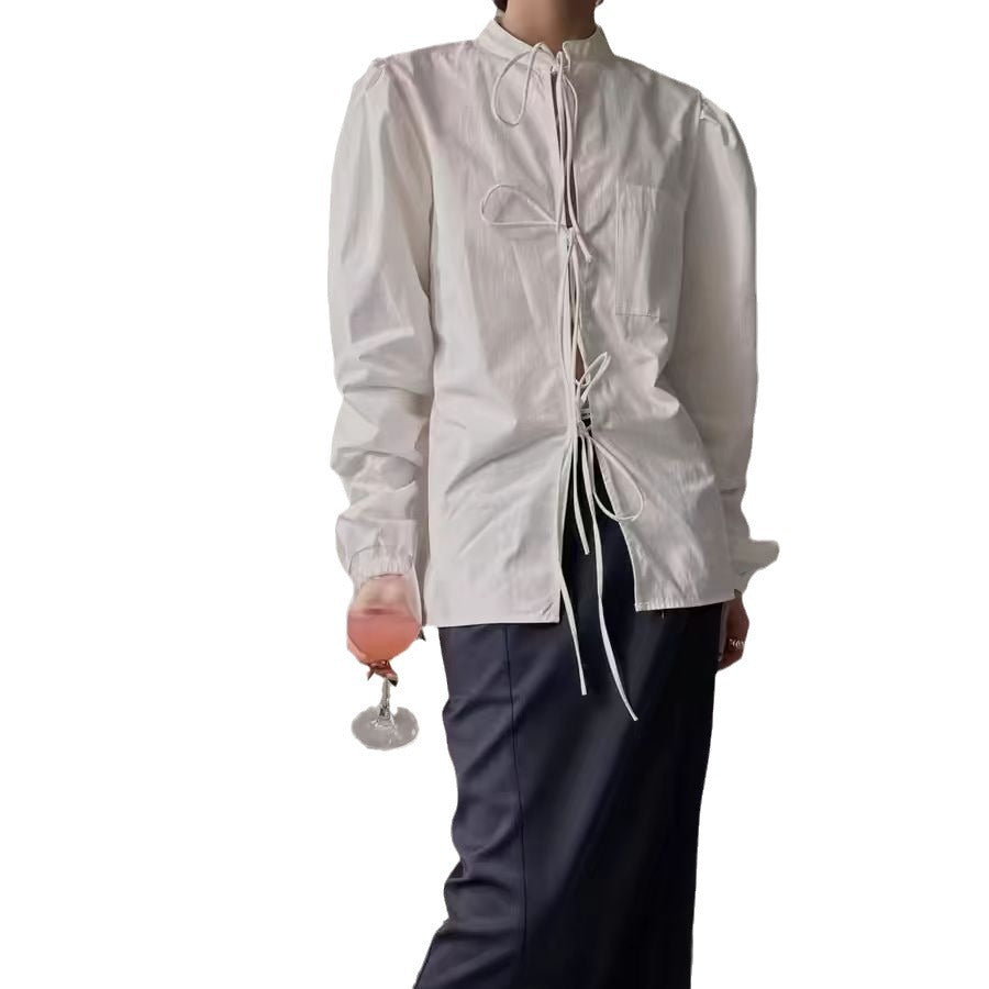 Damen Verspielte Bluse mit Rüschendetails und Kordelzug Drune