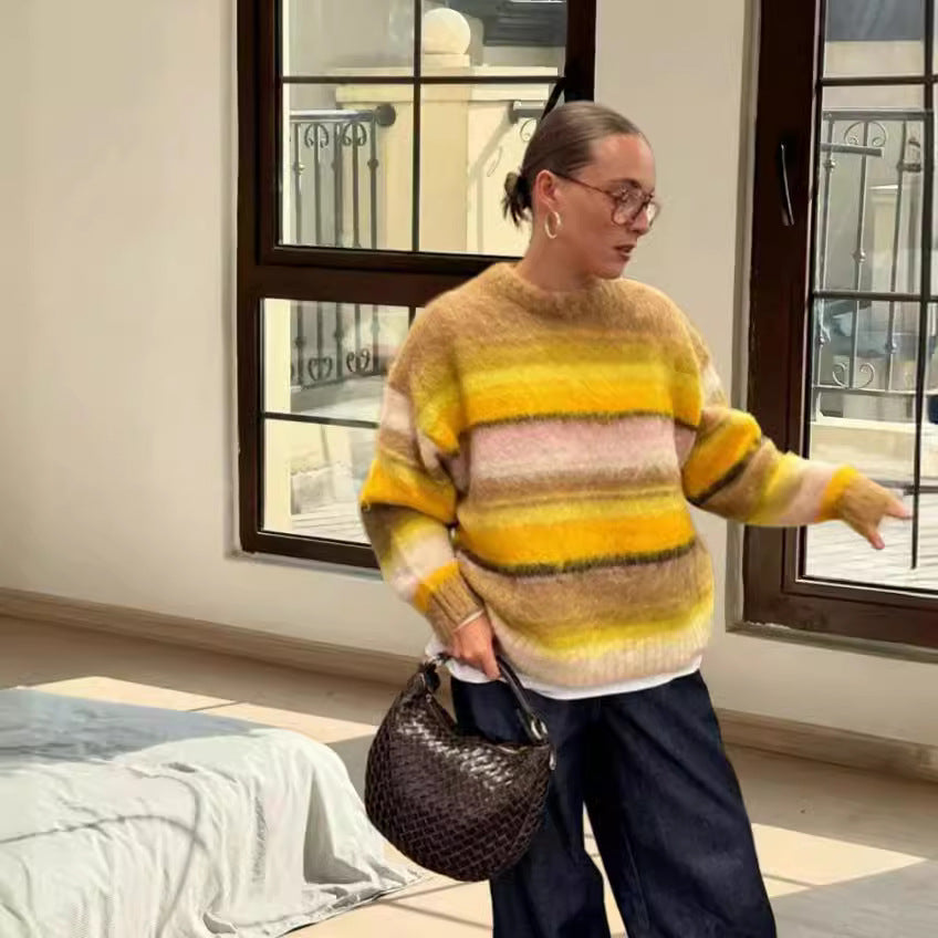 Damen Grobstrick Pullover mit lässiger Passform und oversized Schnitt Drune