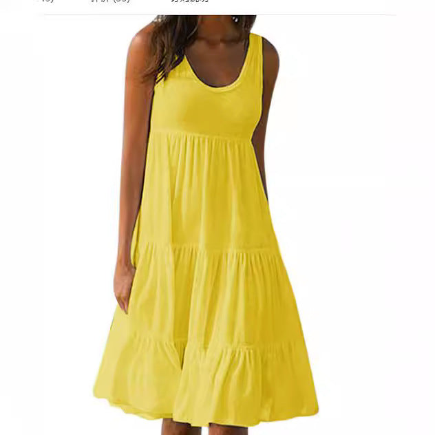 Damen lässiges Sommerkleid mit fließendem Schnitt und Rüschendetails Drune