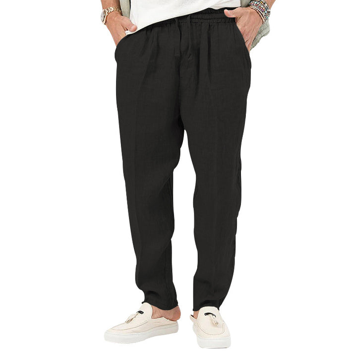 Herren nan leichte Leinenhose mit elastischem Bund und seitentaschen lässiger Schnitt Drune