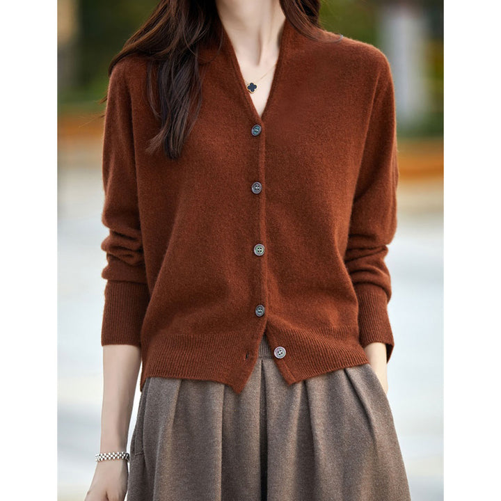 Damen modischer Cardigan mit Knopfverschluss und luxuriösem Material Drune