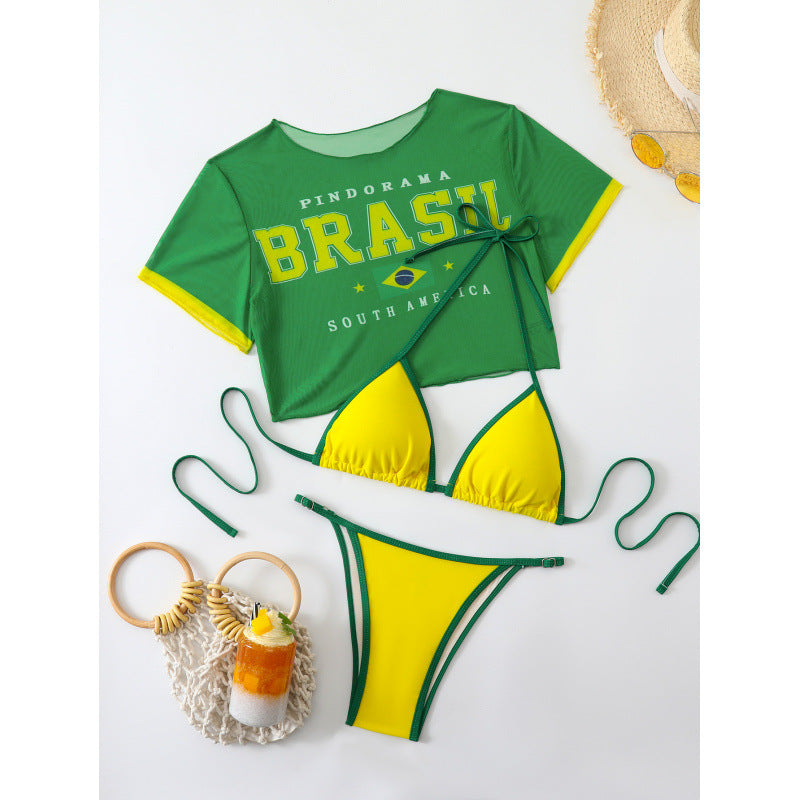 Damen Sexy Zweiteiler Bikini-Set mit sportlichem Oberteil Drune