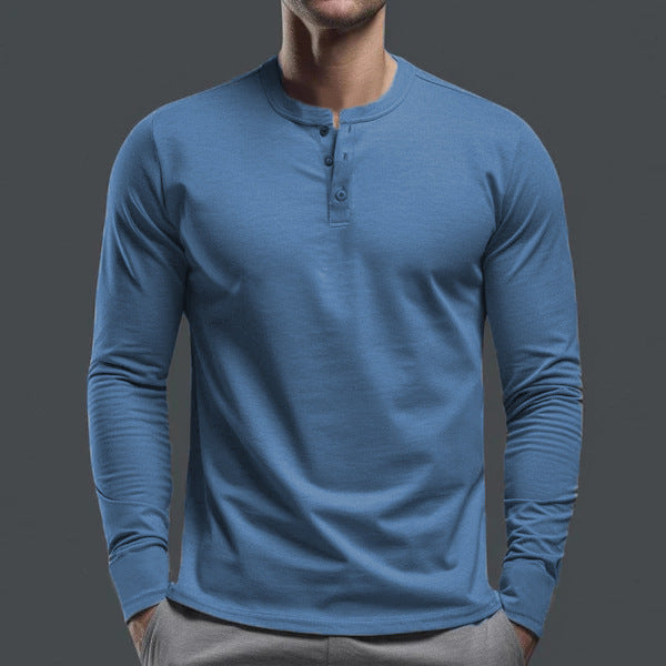 Herren nan Langarmshirt mit Knopfleiste und schmaler Passform Drune