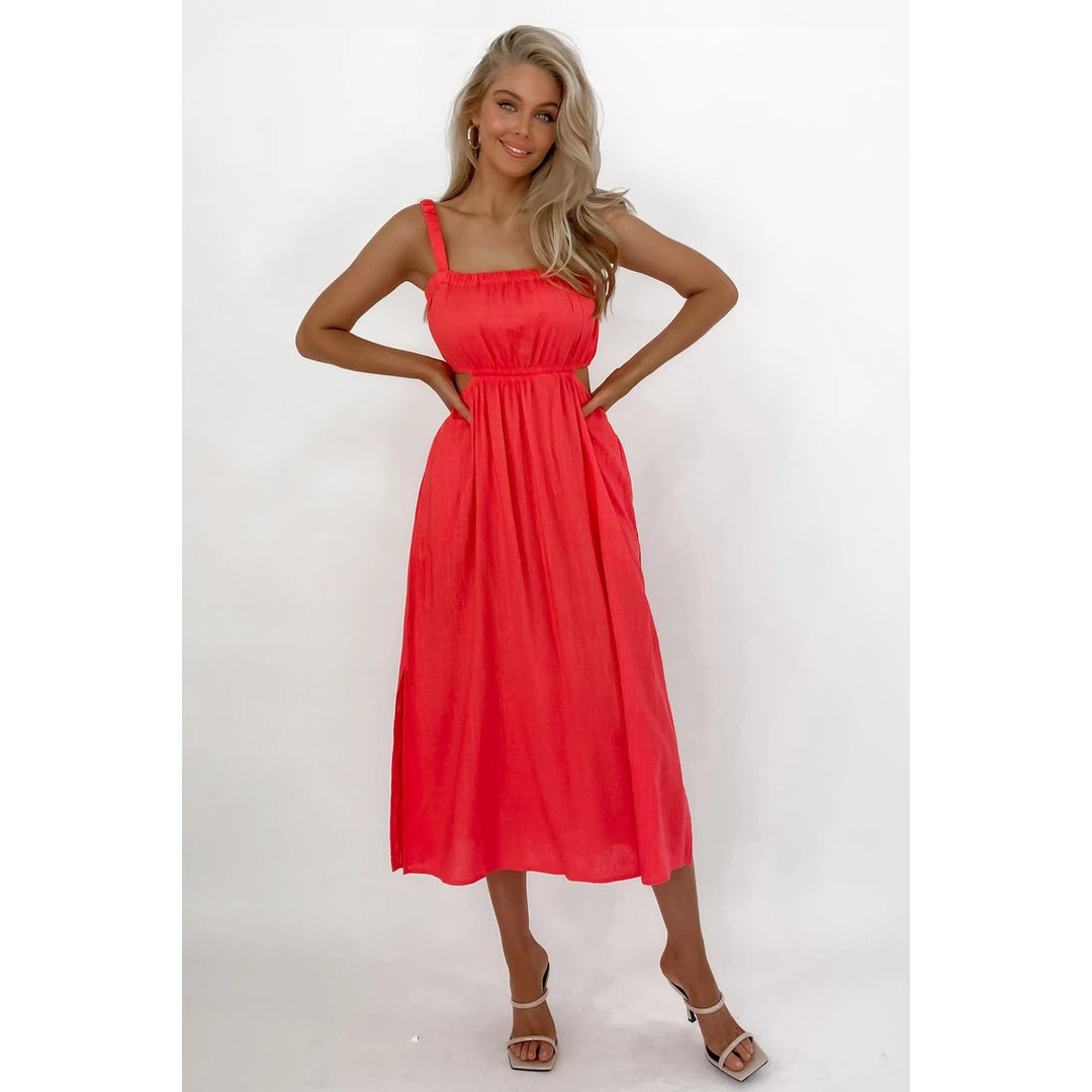 Damen Midikleid mit raffiniertem Schnitt und seitlichen Cut-Outs Drune