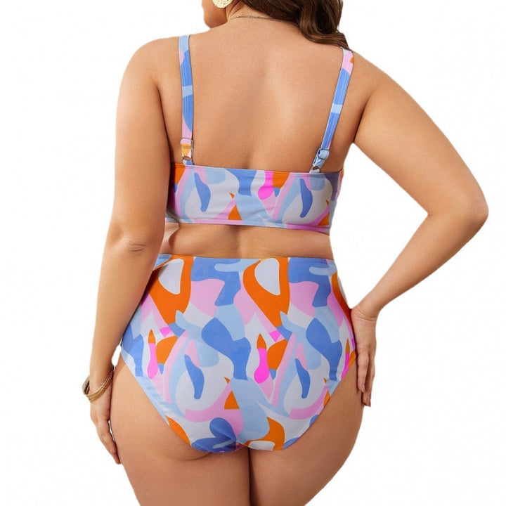 Damen Hochgeschnittener Bikini mit modischem Muster Drune